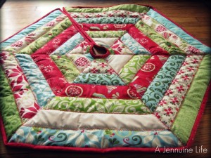 Jelly roll quilted tree skirt