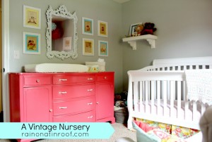 A Vintage Nursery {rainonatinroof.com} #vintage #nursery #baby #girl