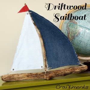 Craftiments:  Red, white, and blue driftwood sailboat