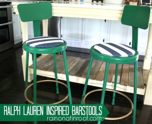 Ralph Lauren Inspired Barstools {rainonatinroof.com} #ralphlauren #barstool #makeover