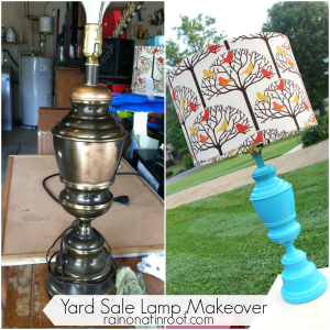 Spray Painted Lamp Makeover {rainonatinroof.com} #spraypaint #lamp #makeover