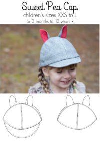 Jennuine Design Sweet Pea Cap children's sizes XXS to L, or 3m to 12 years