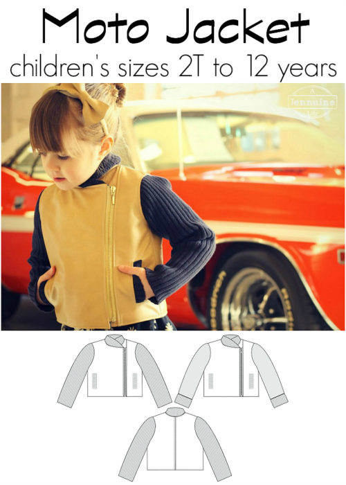 Jennuine Design Moto Jacket children's sizes 2T to 12 years