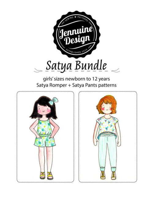 Satya Romper and Satya Pants pattern bundle by Jennuine Design sizes nb-12 years