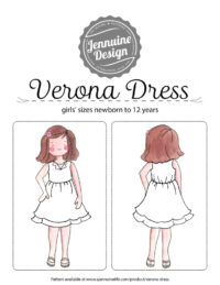 Verona Dress Coloring Page by Jennuine Design. Pattern is for girls' sizes newborn to 12 years