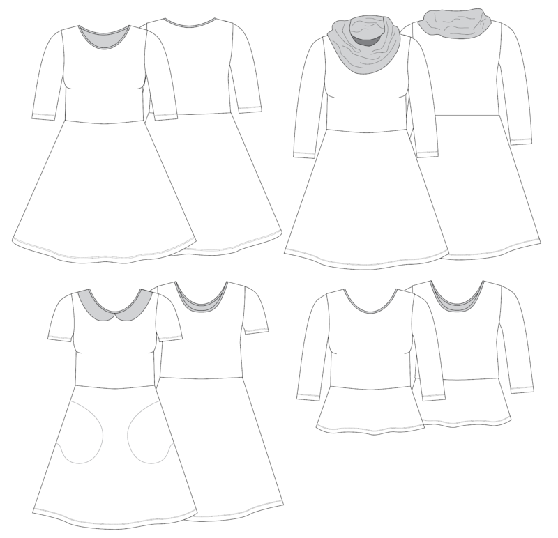 Women's Janie Dress Line Drawings-01