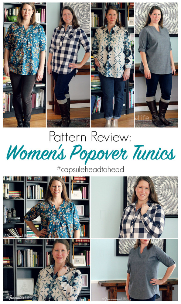 Women's Popover Tunics pattern review and comparison. Hey June Cheyenne, Itch to Stitch Mila, Liesl + Co. Gallery Tunic and Patterns for Pirates Everyday Elegance