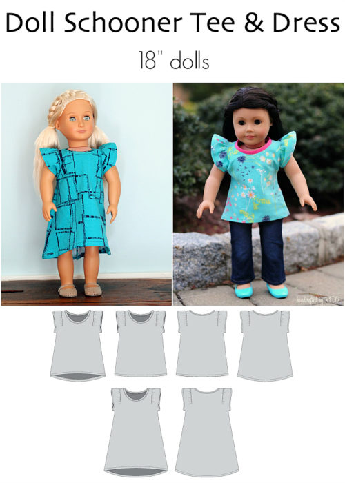 Doll Schooner Tee & Dress by Jennuine Design for 18" dolls