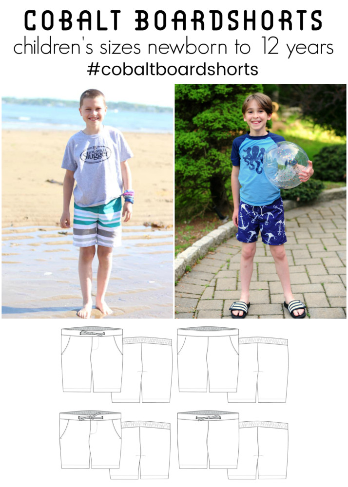 Jennuine Design Cobalt Boardshorts PDF pattern children's sizes newborn to 12 years