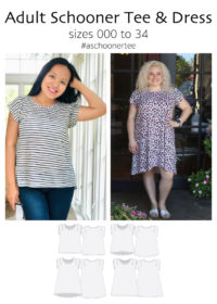 Jennuine Design Adult Schooner Tee and Dress quick sew a-line tee with ingenious flutter sleeves. Sizes 000 - 34