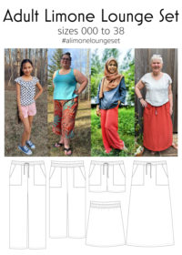Jennuine Design Adult Limone Lounge Set - Shorts, Bermuda, crop, pant lengths, skirt, maxi skirt paperbag waist patch pockets US sizes 000 - 38